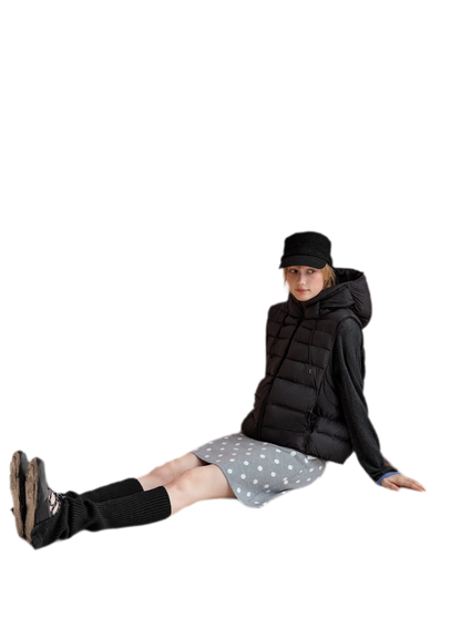 Cropped Hooded Duck-Down Vest