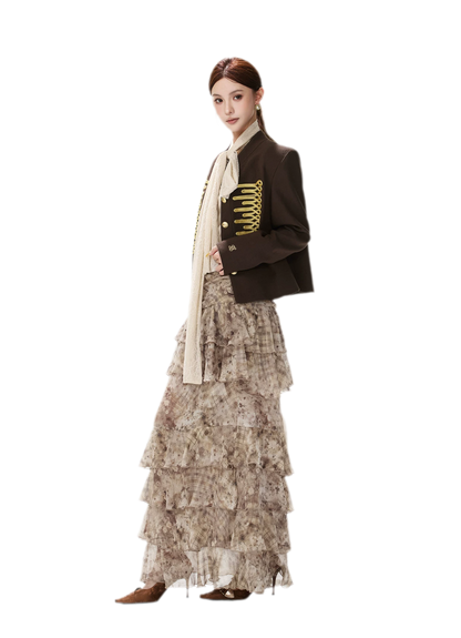 Textured Cropped Stand-Collar Jacket