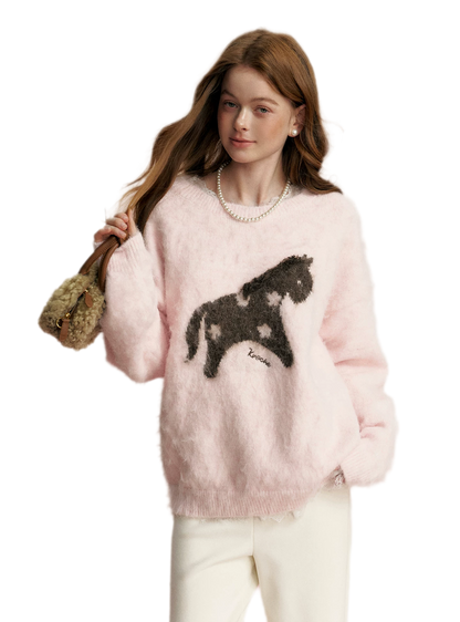 Brushed Horse Jacquard Sweater