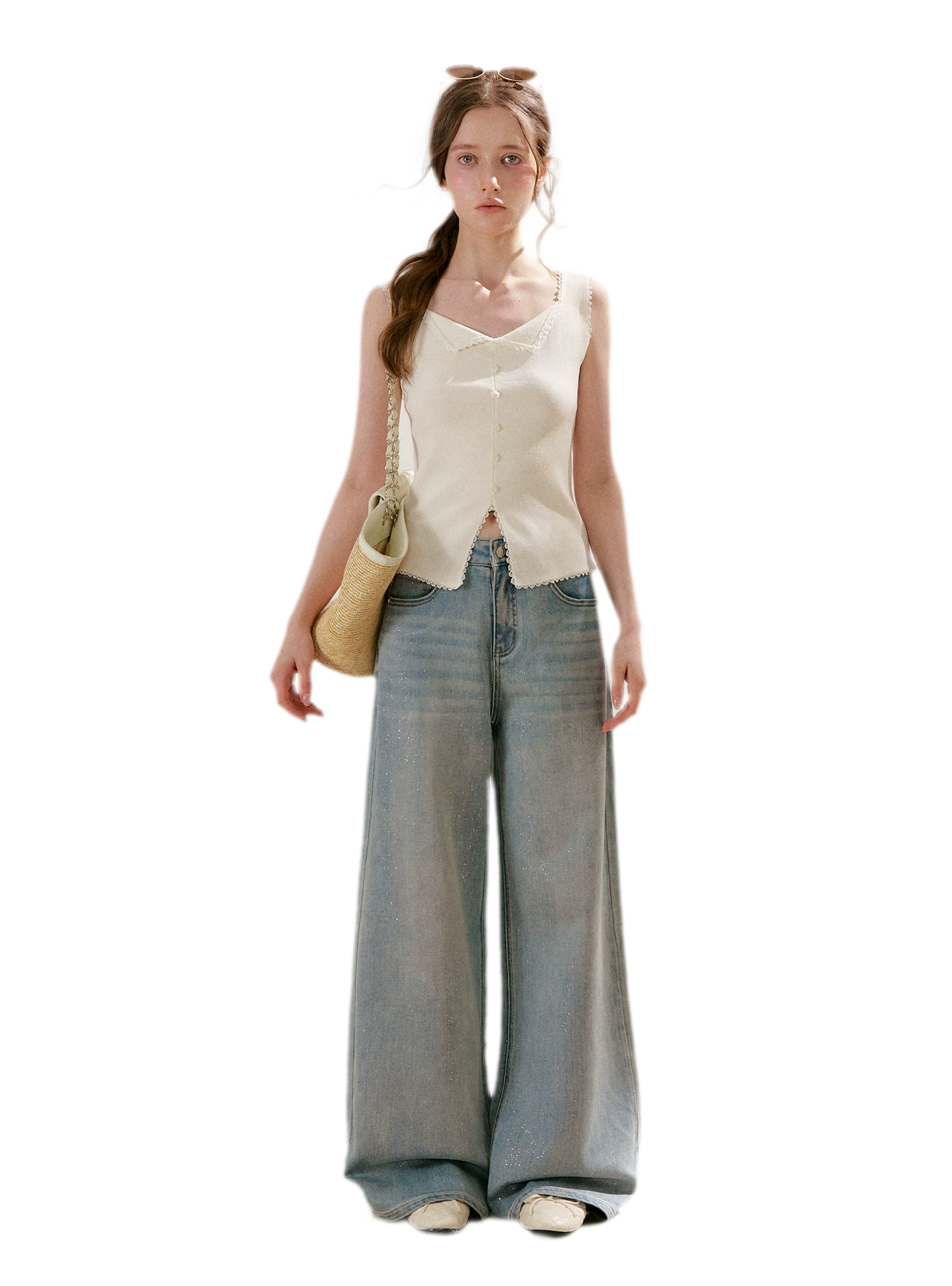 Sparkling Galaxy Wide-Leg Jeans