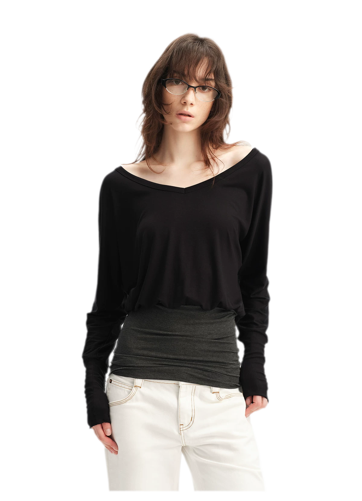 Lyocell Asymmetric Off-Shoulder Top