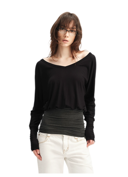 Lyocell Asymmetric Off-Shoulder Top