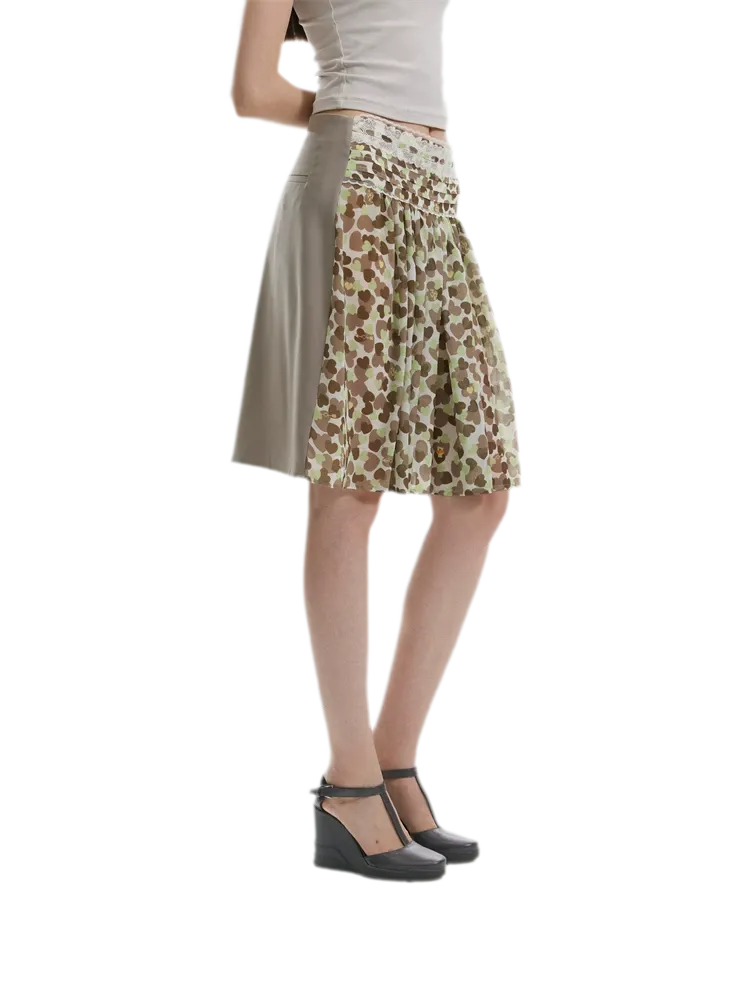 Chiffon Contrast A-Line Skirt
