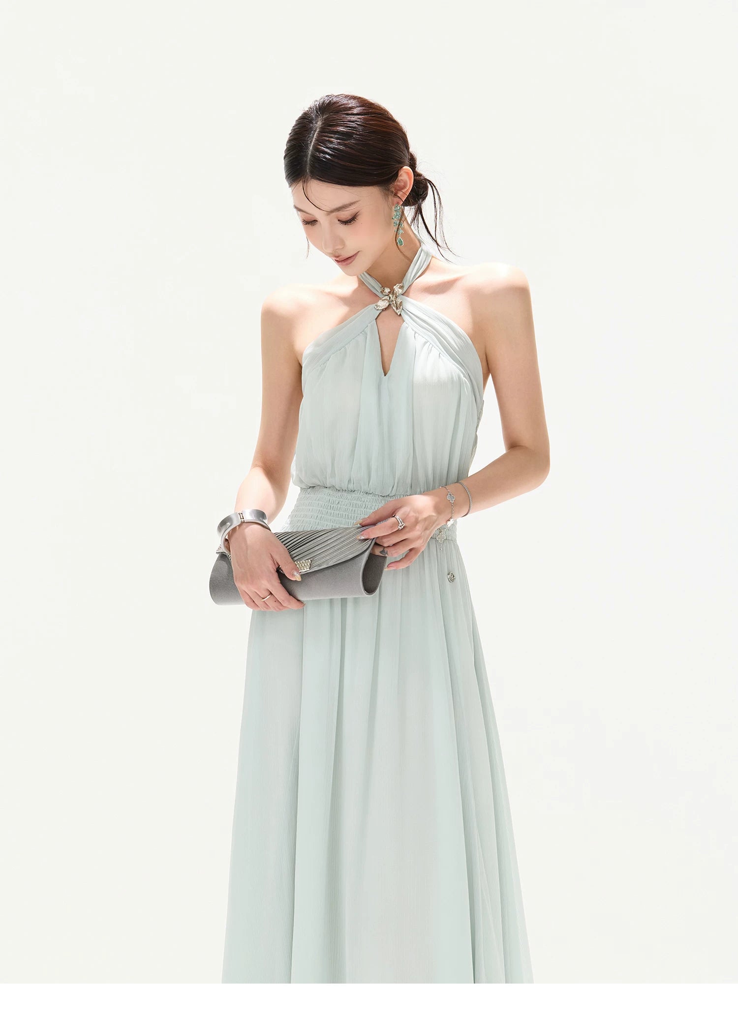 misty blue dresses cynr Misty Blue Halter Neck Chiffon Long Dress – CHINASQUAD