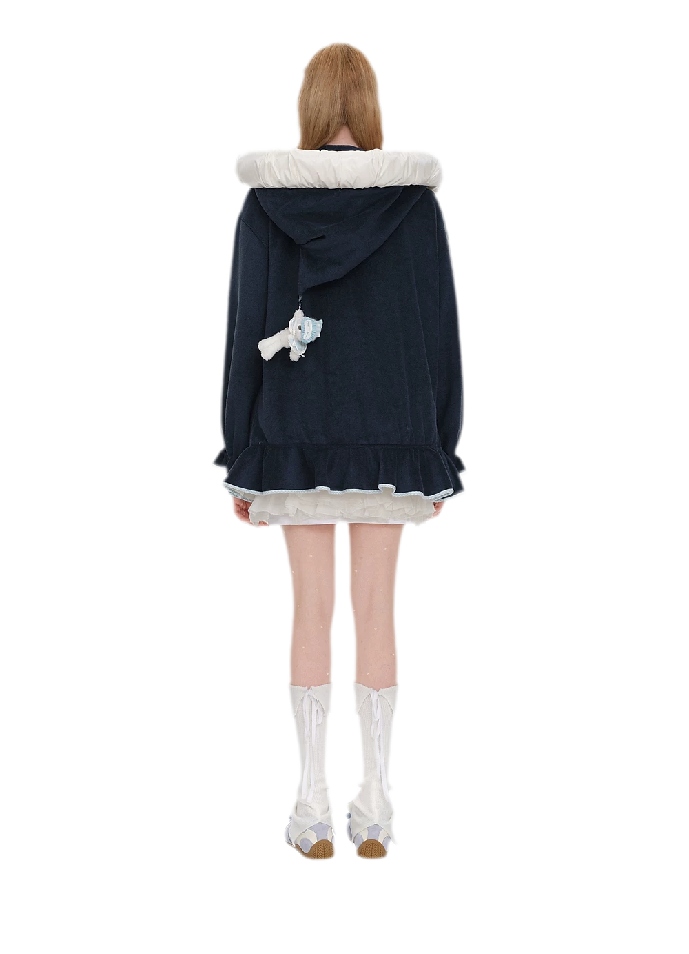 Plush Lace-Trimmed Bear Hoodie