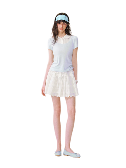 Faux Layered Collar T-Shirt