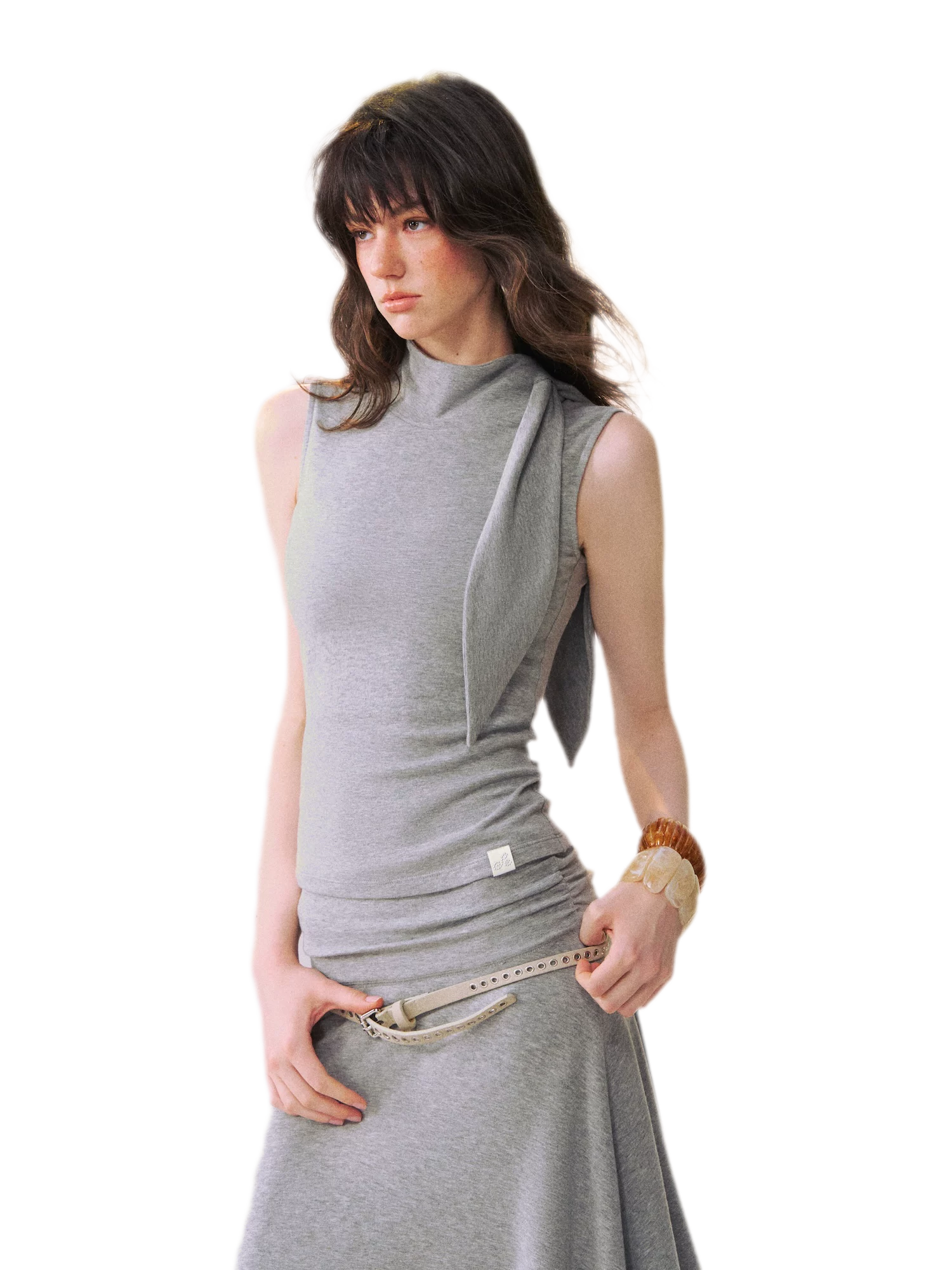 Draped Tie Top &amp; Skirt Set