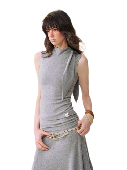 Draped Tie Top &amp; Skirt Set