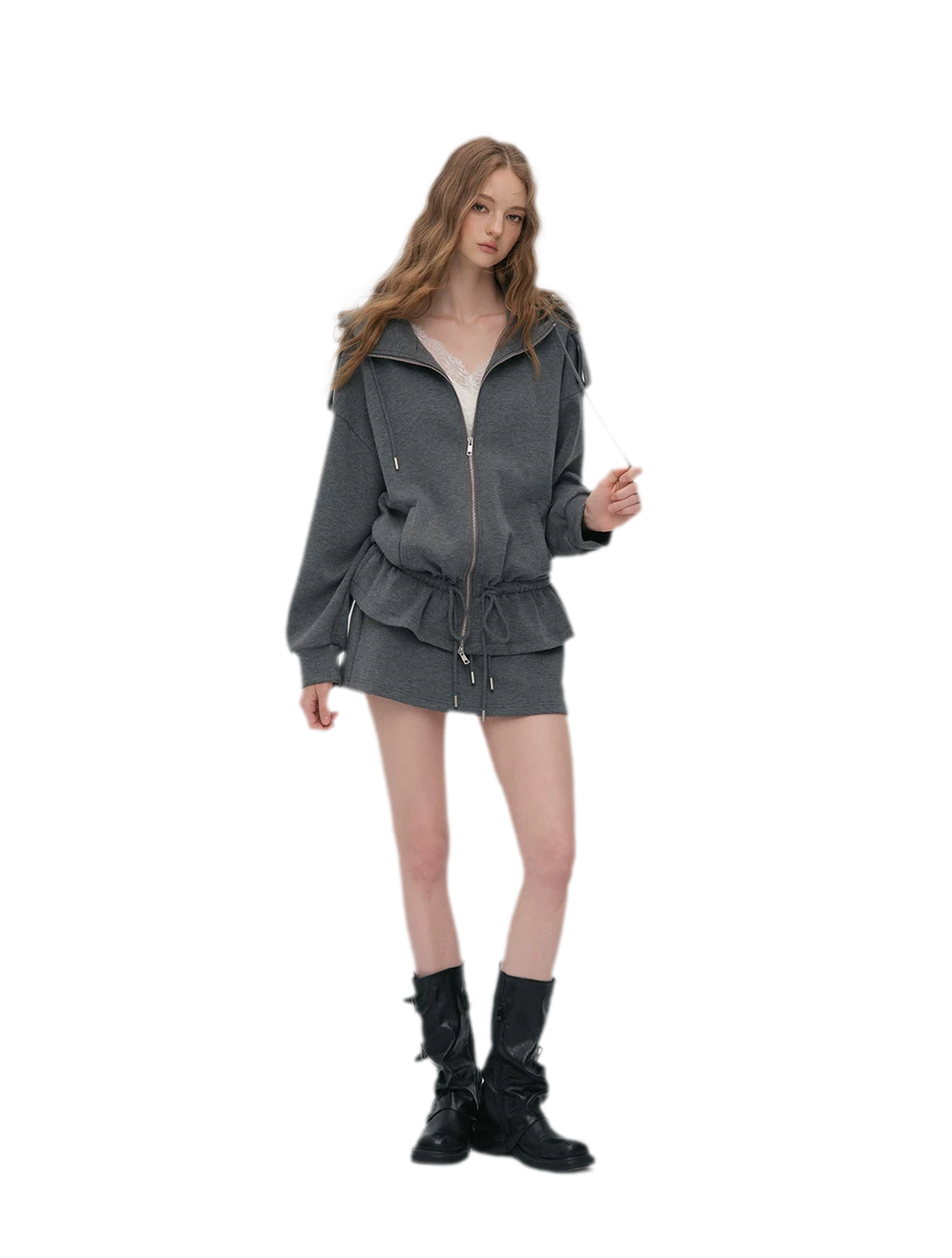 Air-Layer Hooded Skirt Set