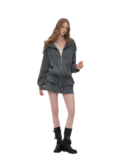 Air-Layer Hooded Skirt Set