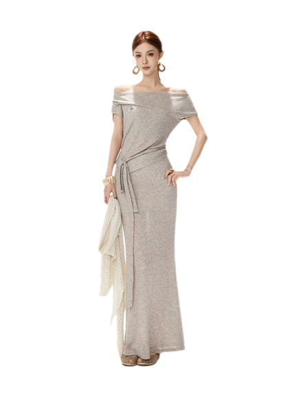 Melange Tie-Waist Skirt Set
