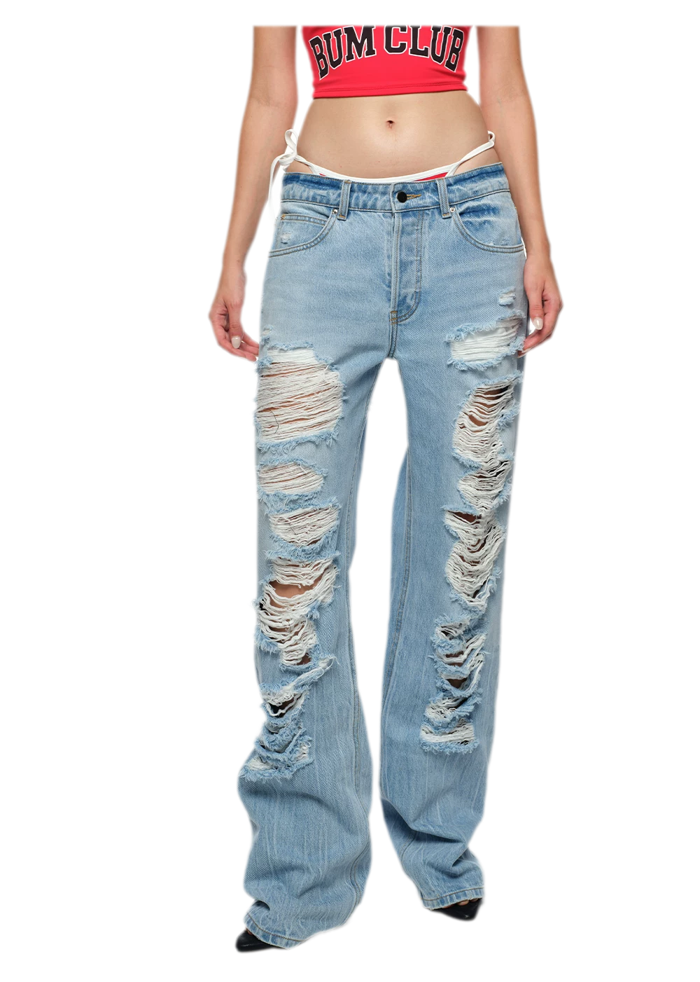 Frayed Straight-Leg Jeans