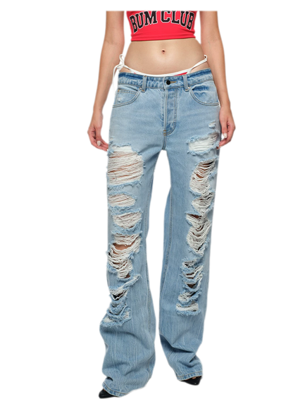 Frayed Straight-Leg Jeans