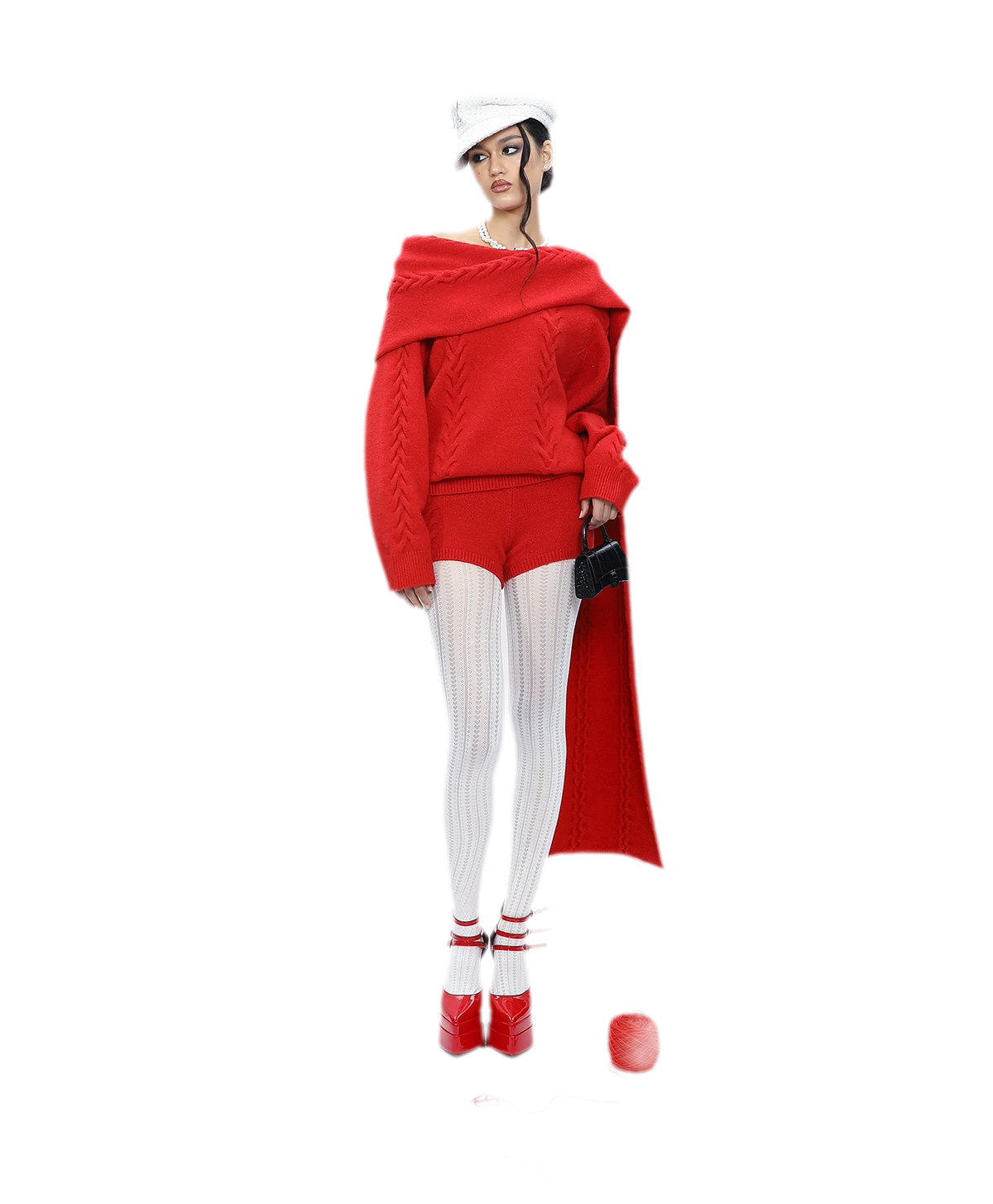 Conjunto de punto trenzado afelpado