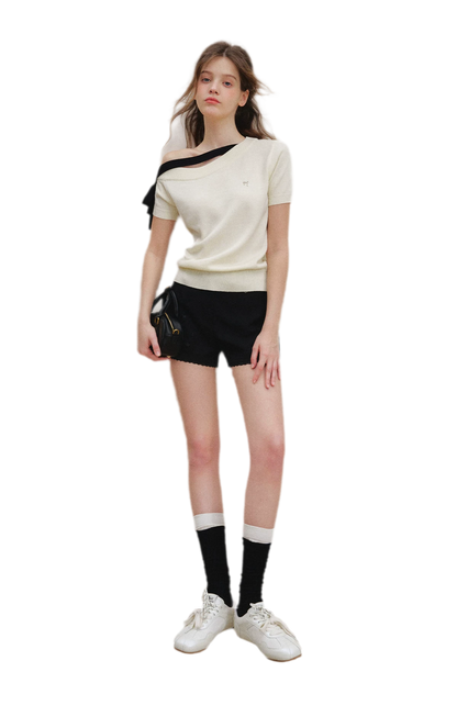 Wool Blend Bow Knit Tee