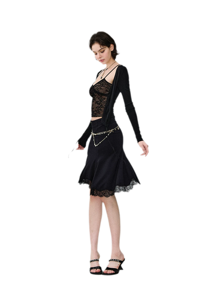 Lace Mermaid Midi Skirt