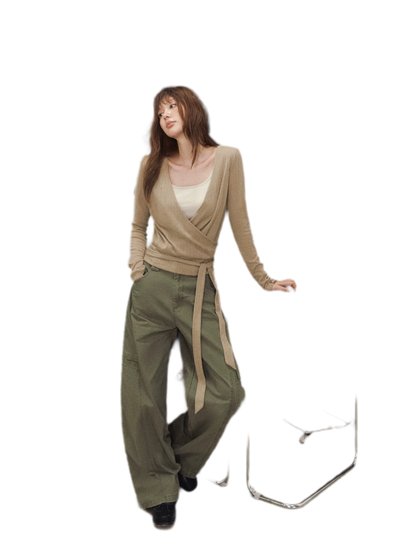 Wrap Tie Knit Top