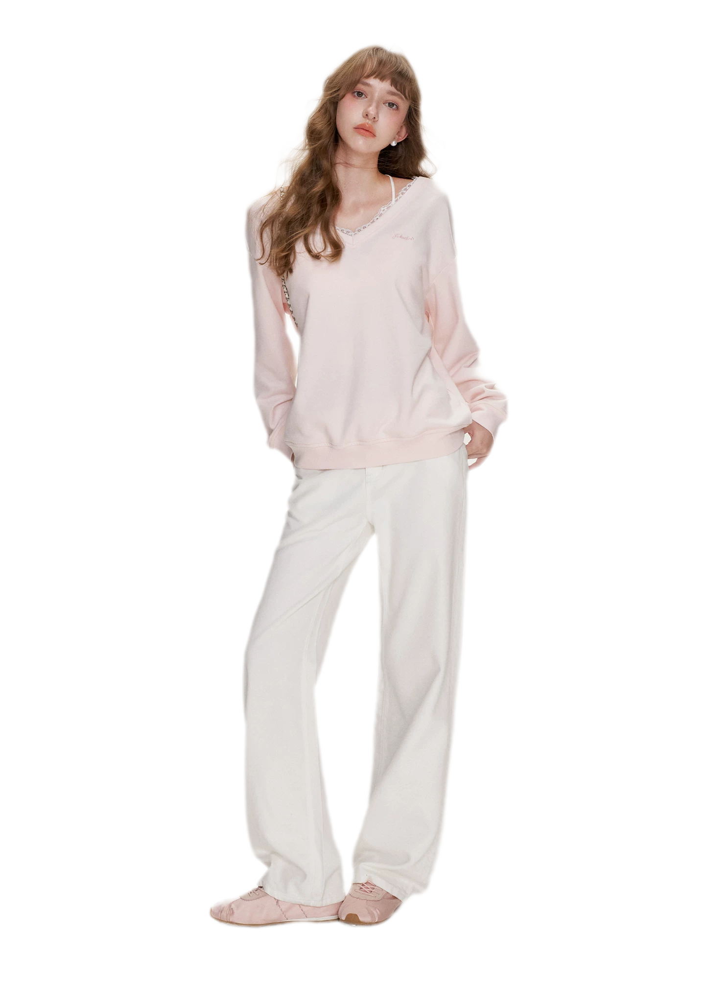 Lace Trim Back Cutout Pullover