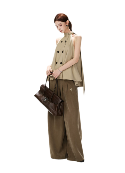 Twill Asymmetric Halter Top
