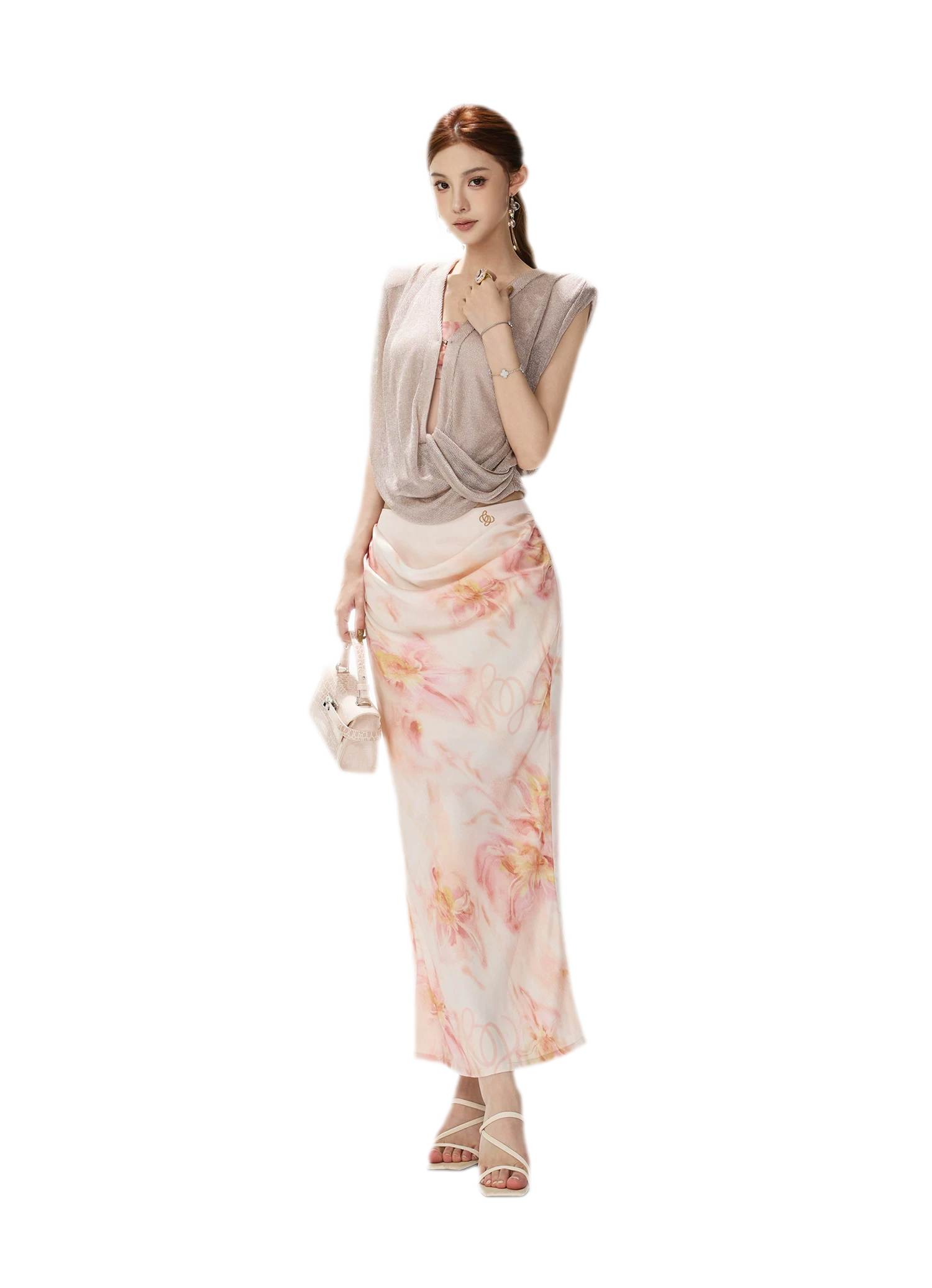 Floral Satin Mermaid Skirt