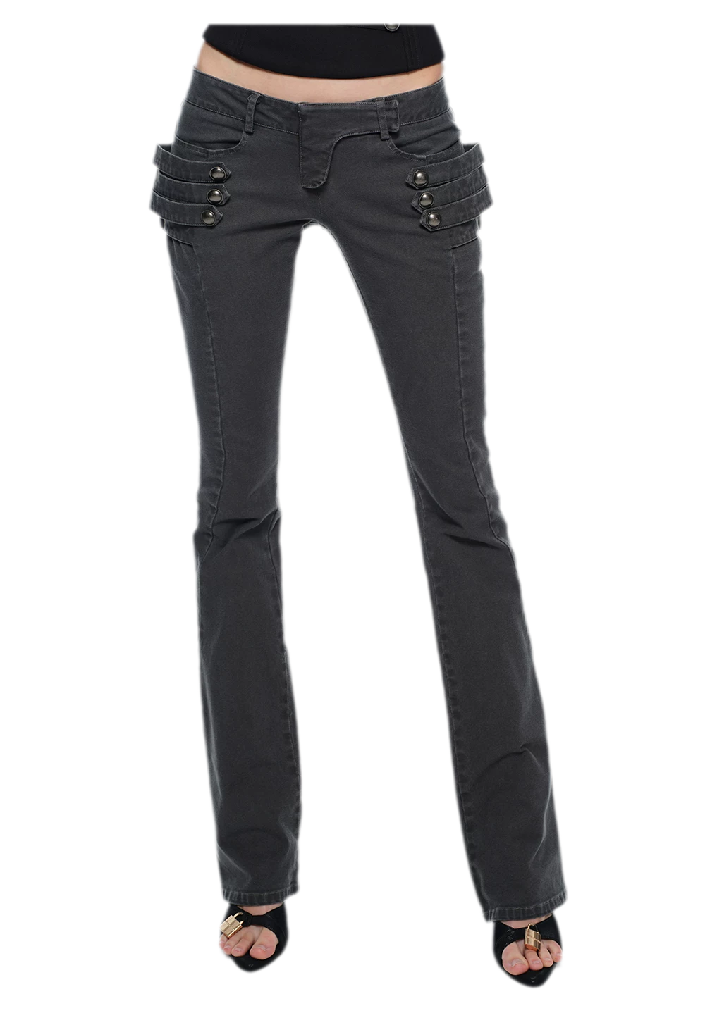 Washed Cotton Low-Rise Flare Pants