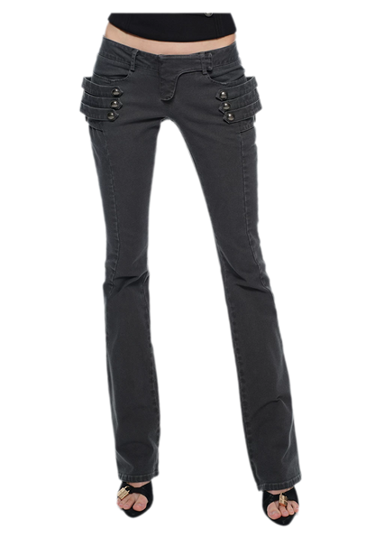 Washed Cotton Low-Rise Flare Pants