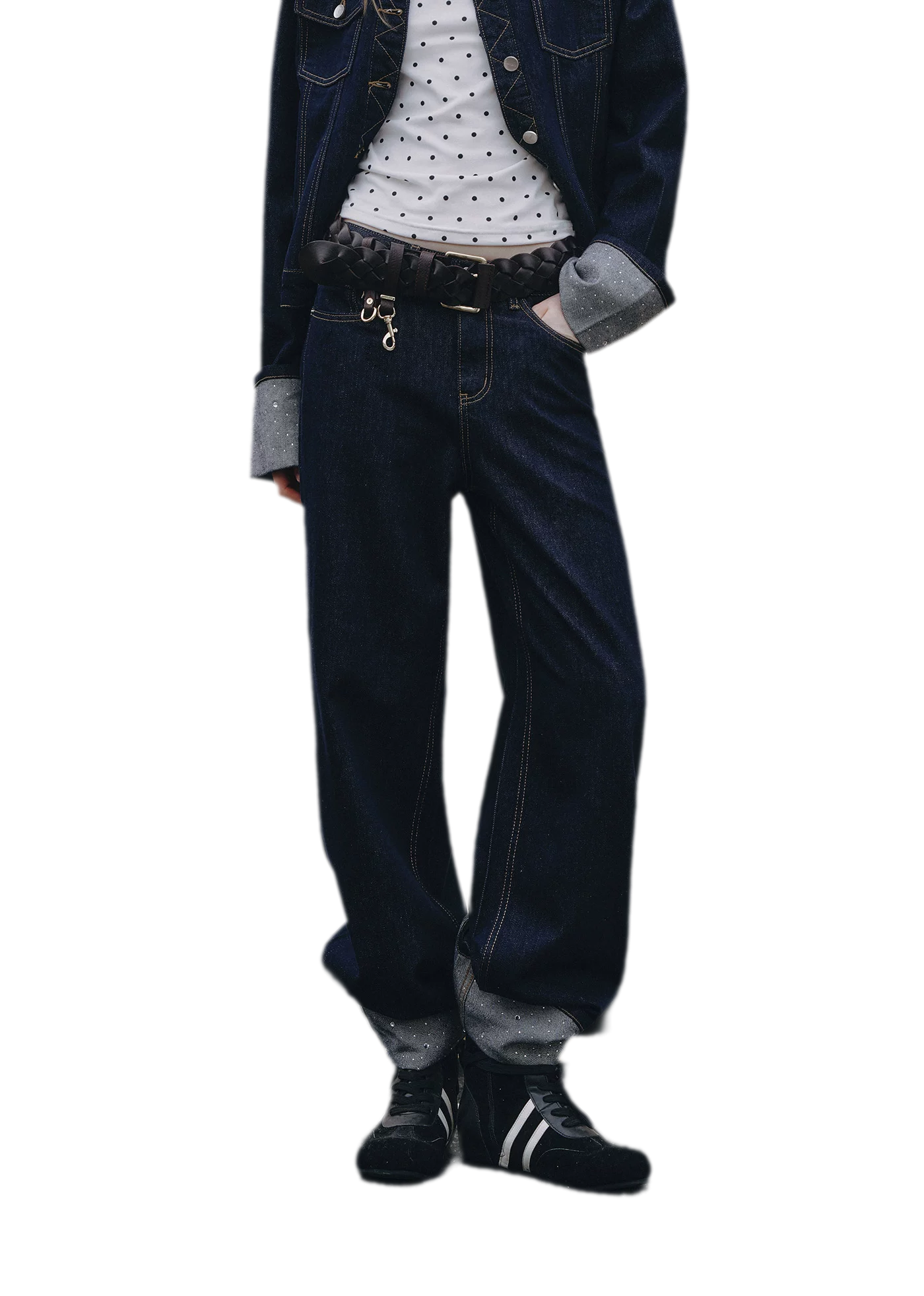 Studded Cropped Denim Set