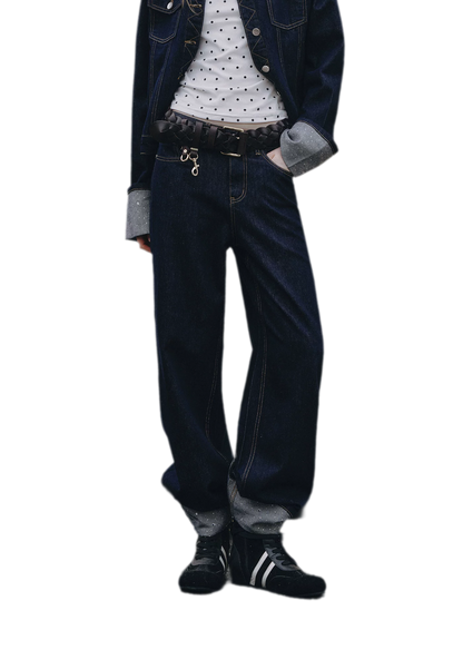 Studded Cropped Denim Set