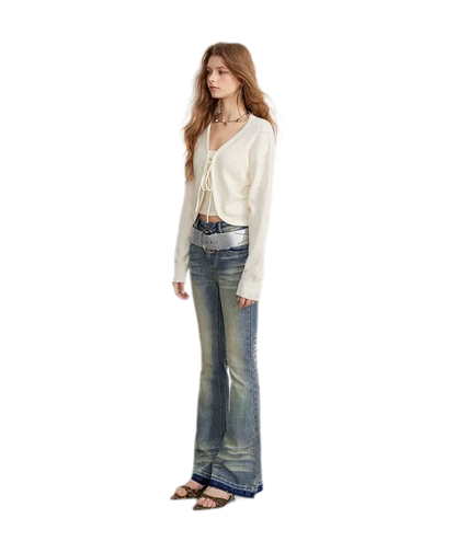 Diamond Knit Tie Cardigan Set
