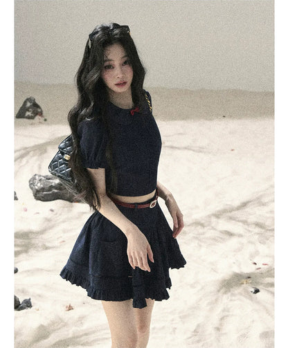 Seaside Pintuck Denim Set