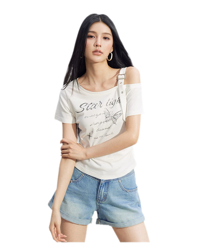 Embroidered Denim Shorts