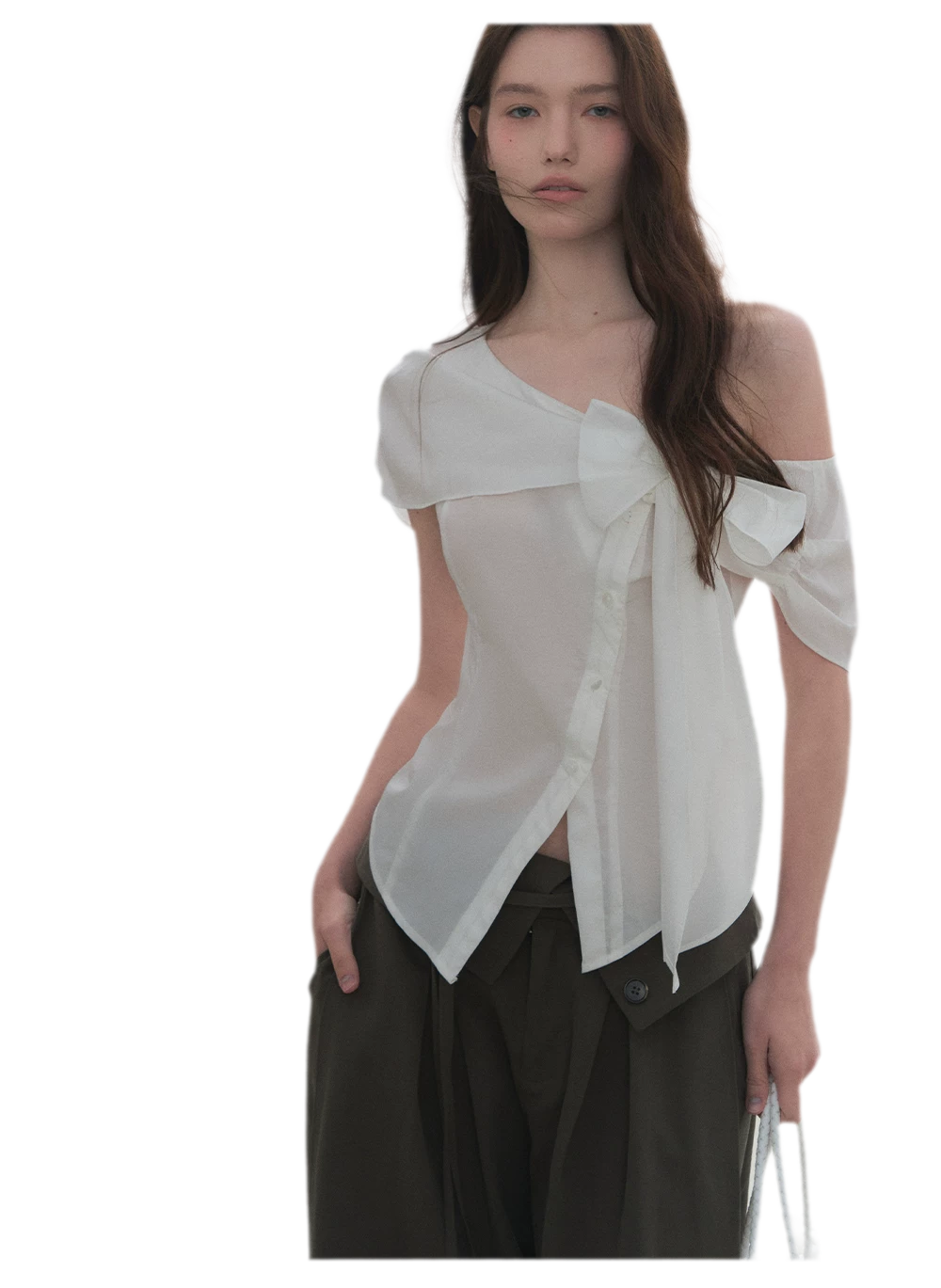 Asymmetric Bow Waist Blouse