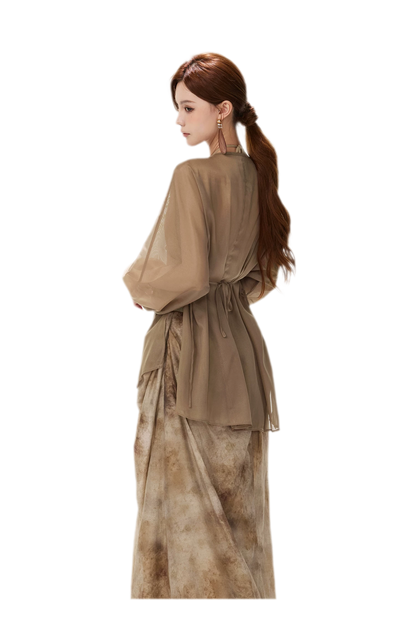 Sheer Wrap Asymmetric Blouse