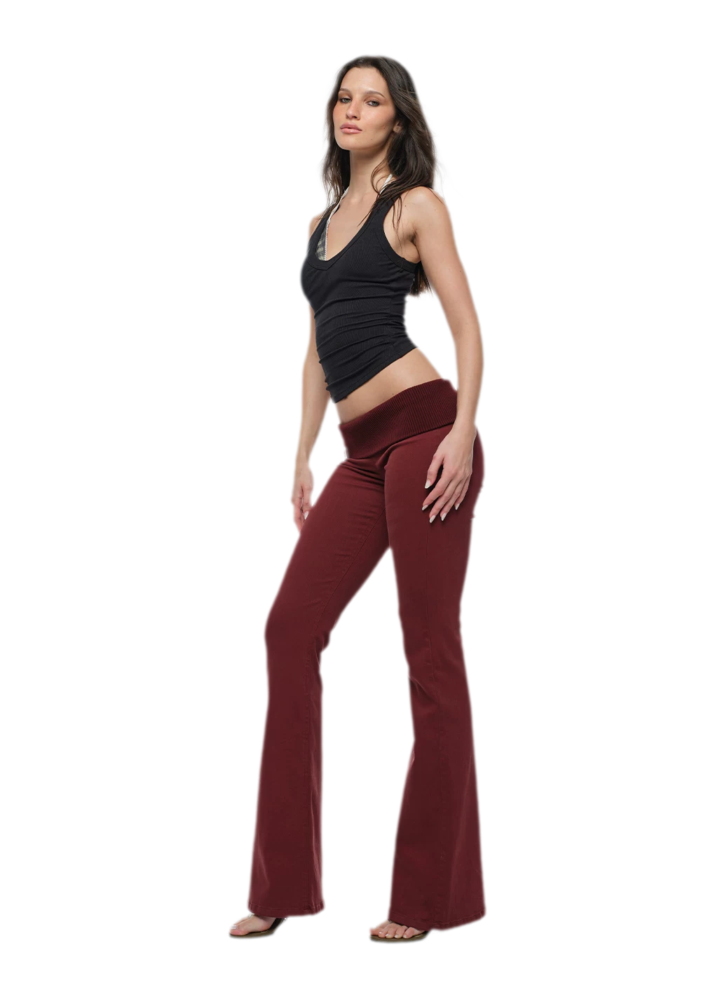 Turn-Up Flared Jeans