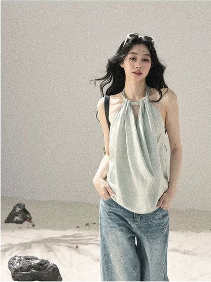 Fluid Halter Backless Top