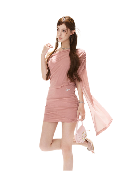 Asymmetric Silver Knit Dress