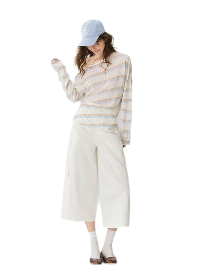 Sheer One-Shoulder Stripe Tee