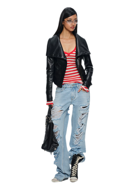 Magnetic Buckle Cropped Jacket