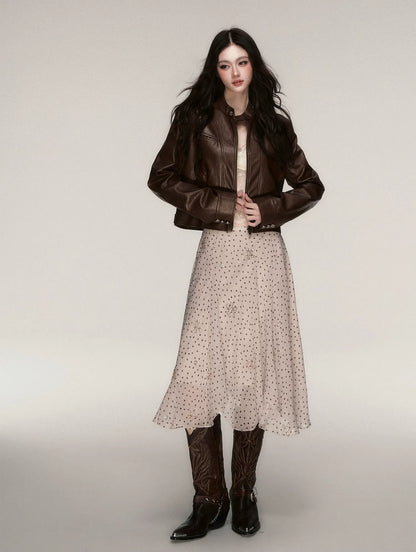 Vintage Cropped Motorcycle Jacket