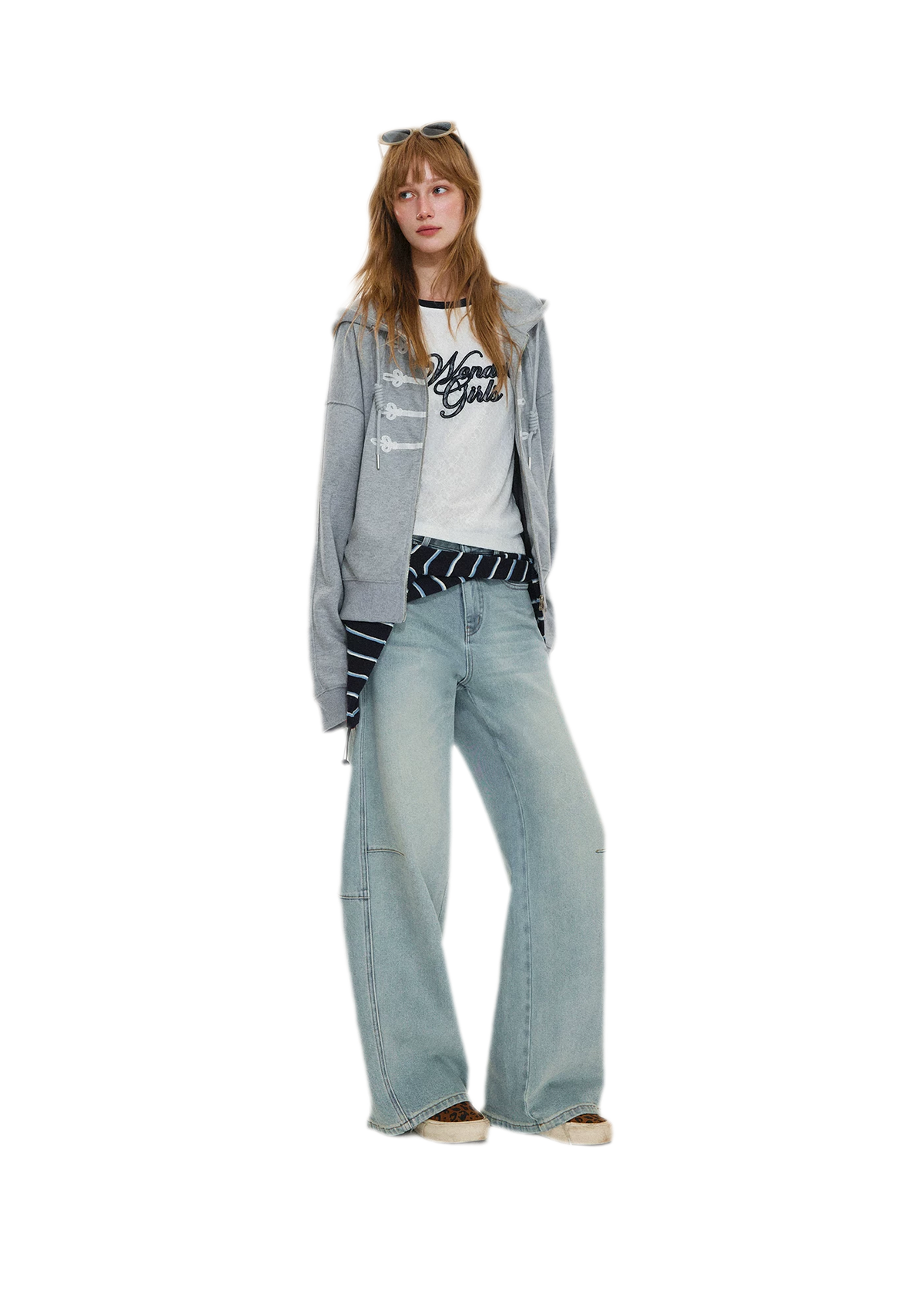 Texturierte Hoodie-Jacke mit Puff-Print