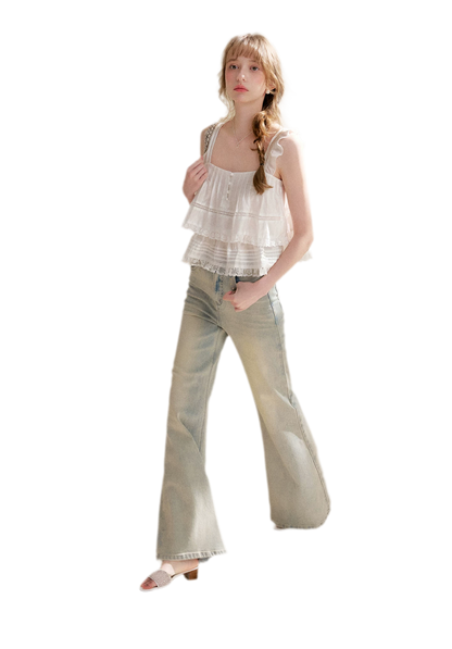 Five-Petal Sequin Flare Jeans