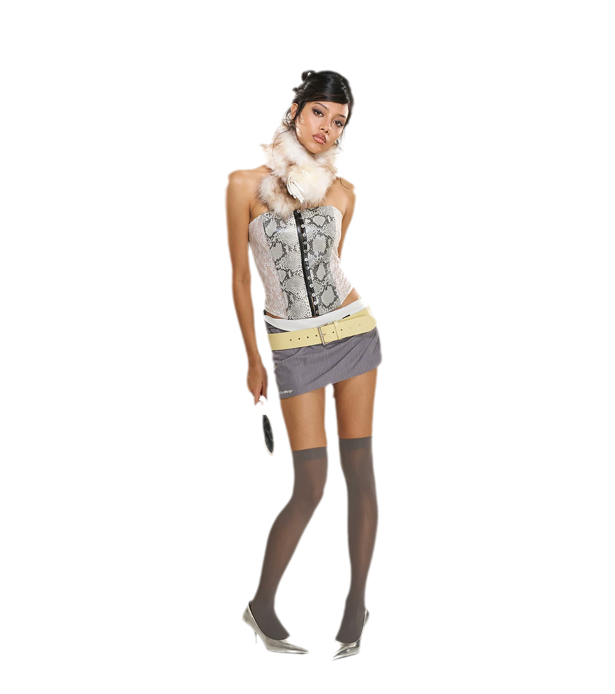 Snakeskin Lace Boned Bustier Top