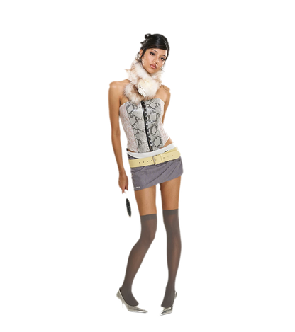 Snakeskin Lace Boned Bustier Top