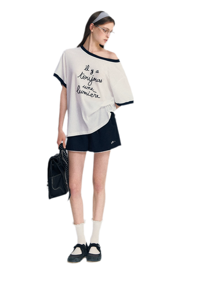Contrast Rib Knit T-Shirt