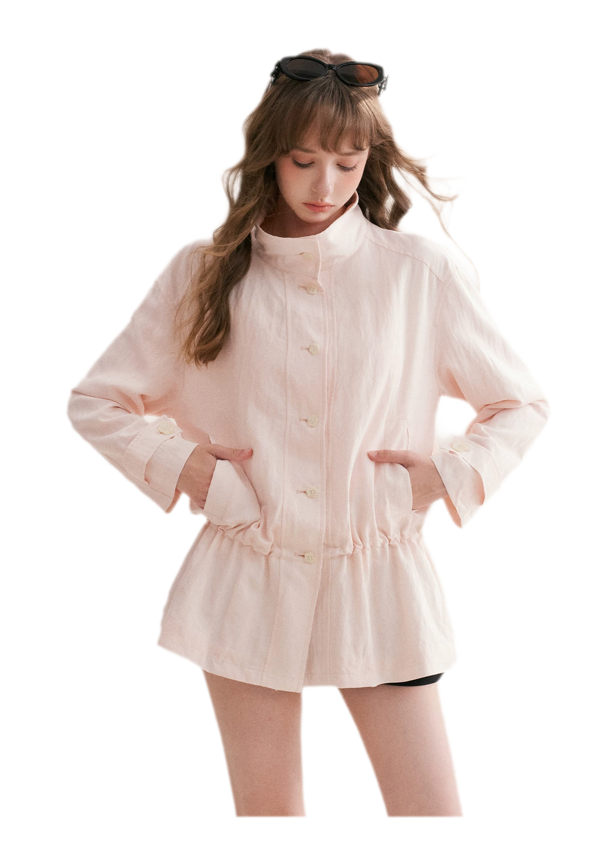 Wrinkled Relaxed Drawstring Coat