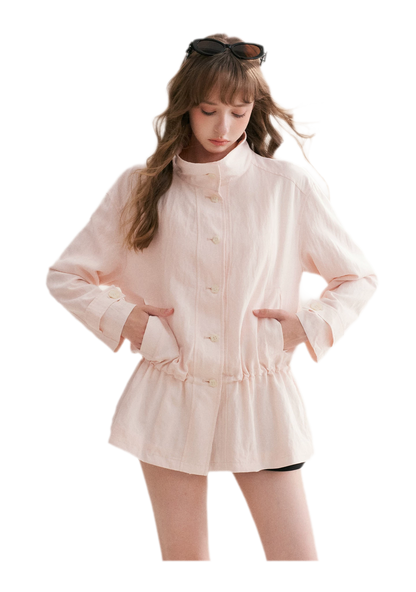 Wrinkled Relaxed Drawstring Coat