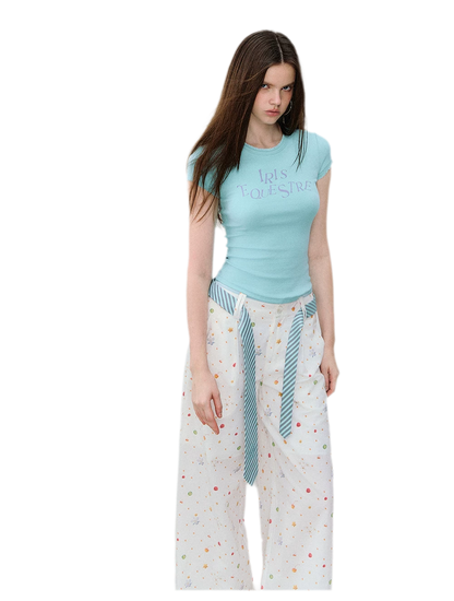 Printed Wide-Leg Pants