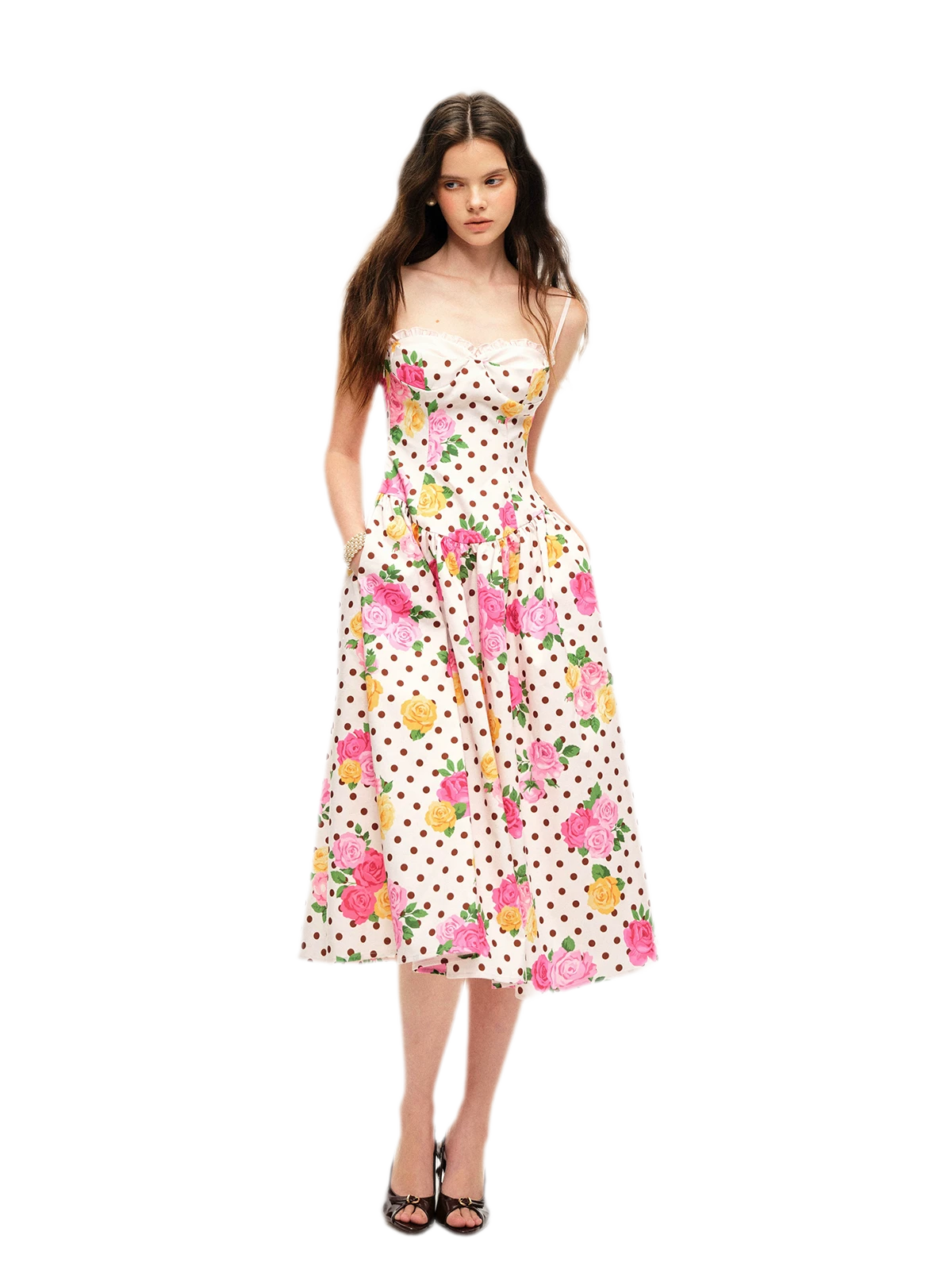 Lyocell Polka Dot Midi Dress