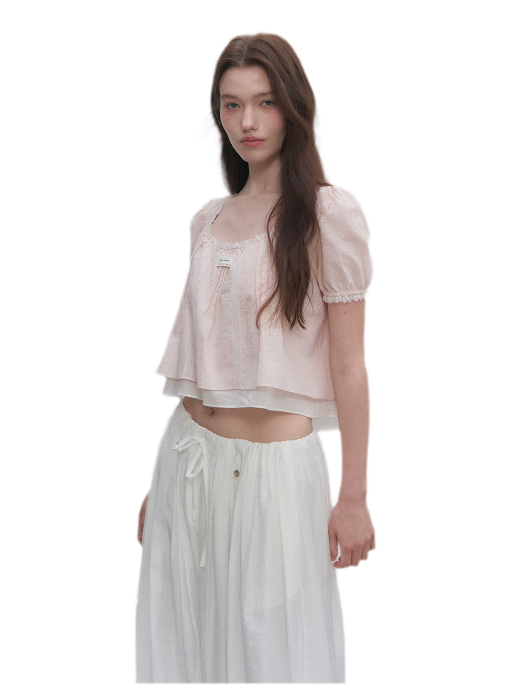 Cotton Lace Trim Cropped Top