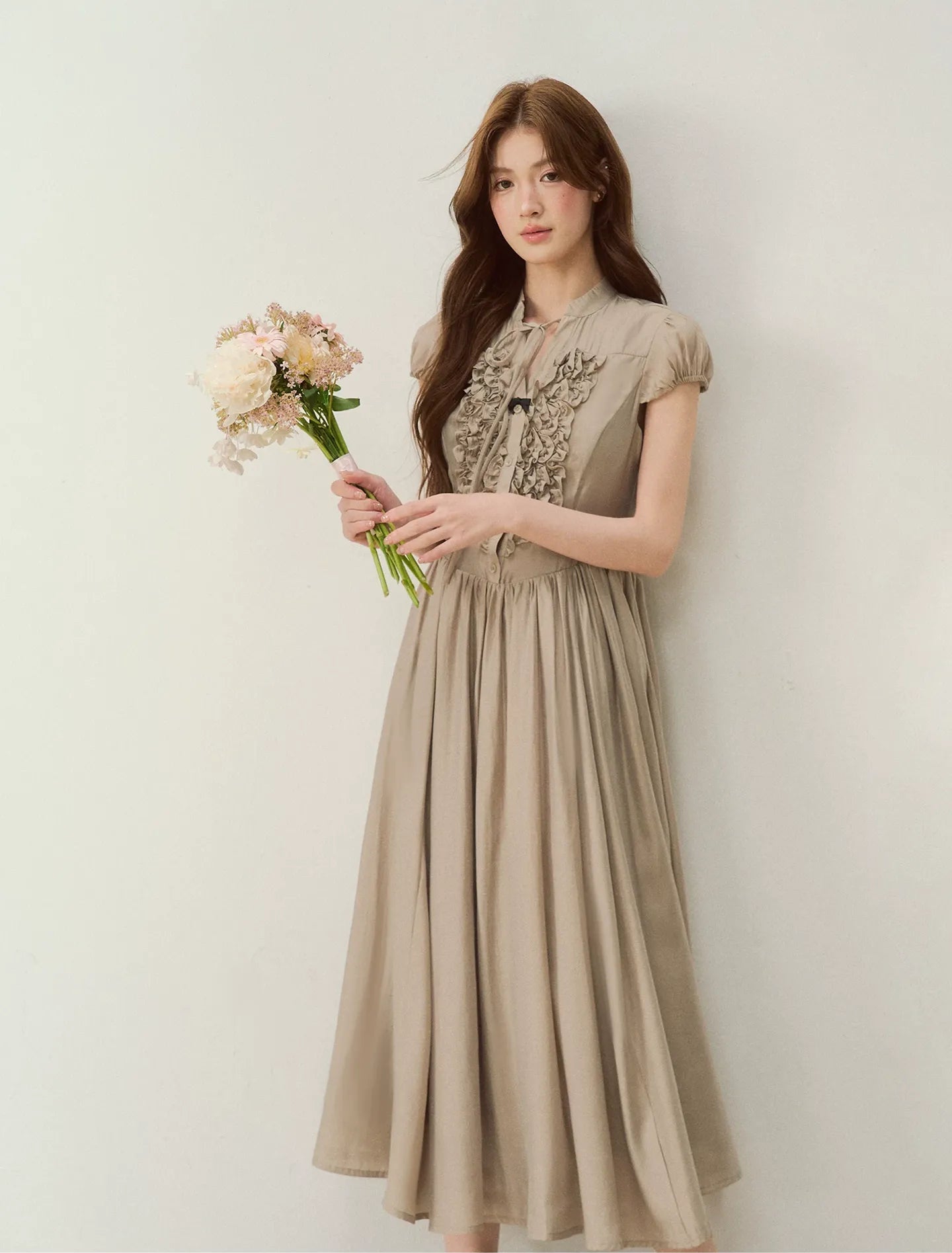 Ruffle V-Neck Maxi Dress